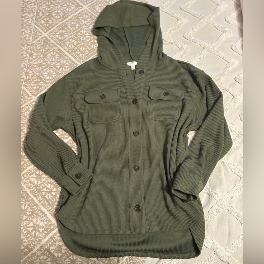 Time + Tru Green Hooded Shirt